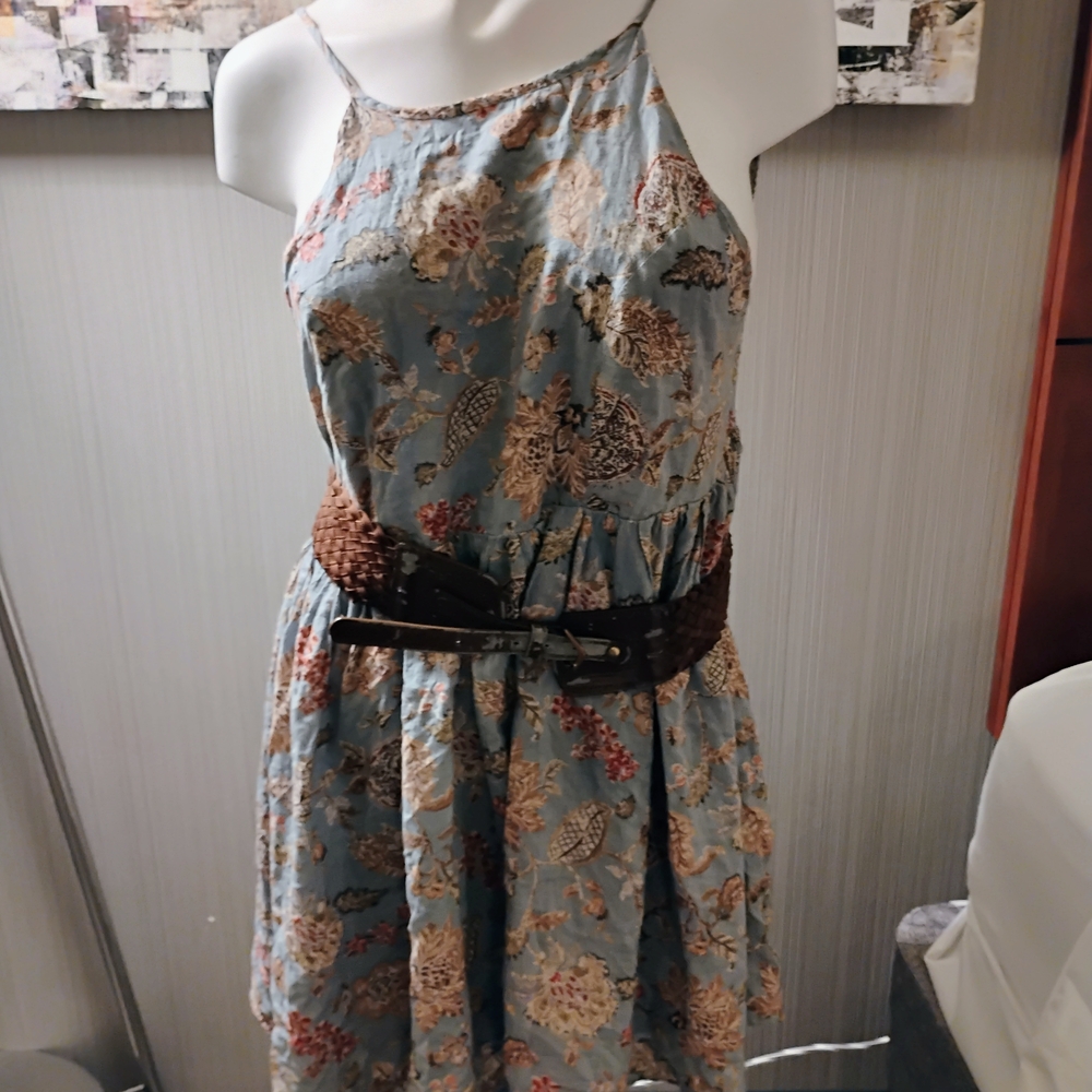 Wishlist Gray and Orange Pleated Midi Sundress